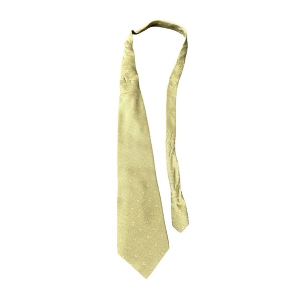 Bill Blass Black Label Gold Silk Tie With Geometric Pattern - Picture 2 of 9